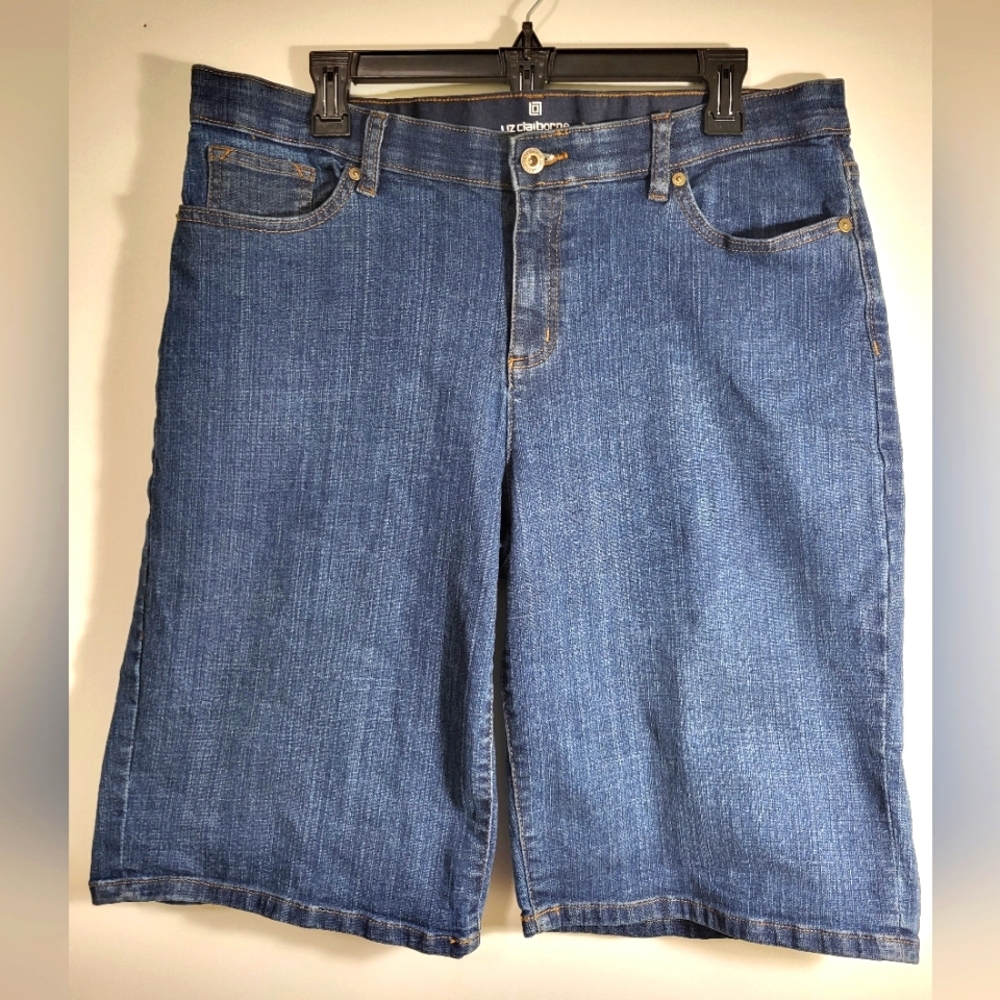 Liz Claiborne blue bermuda jean shorts women's 14W #2586